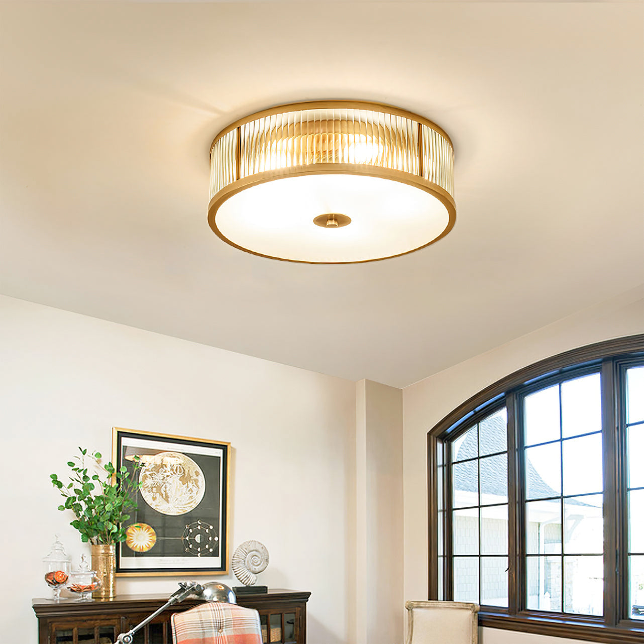 Freyza | Avvynila Brass Glass Brass Glass Ceiling Light – Bedroom Living Room