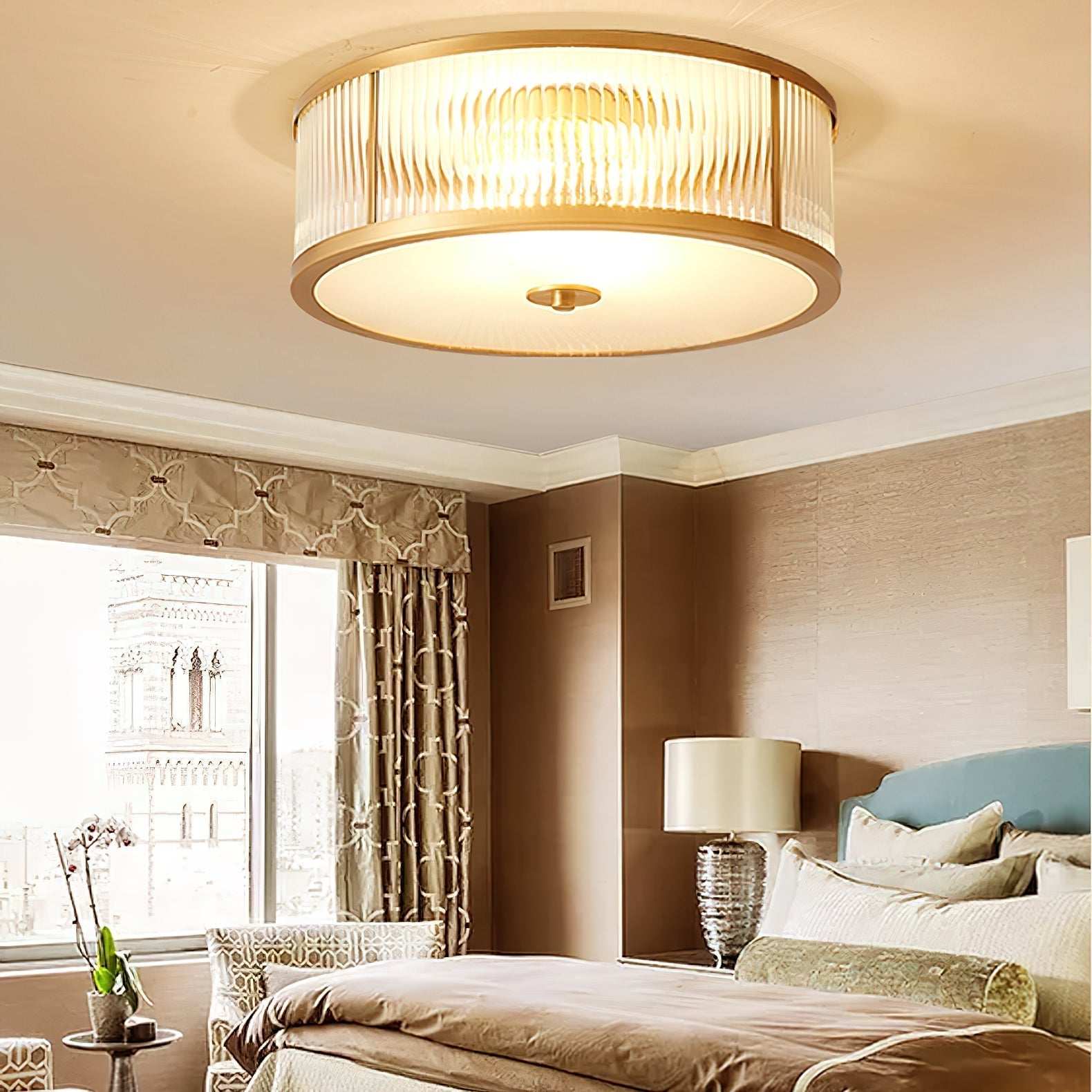 Freyza | Avvynila Brass Glass Brass Glass Ceiling Light – Bedroom Living Room