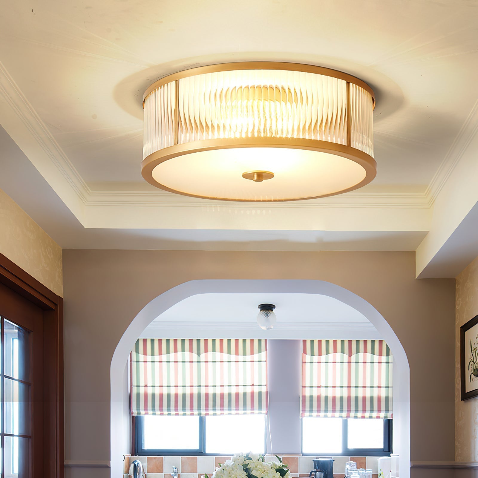 Freyza | Avvynila Brass Glass Brass Glass Ceiling Light – Bedroom Living Room