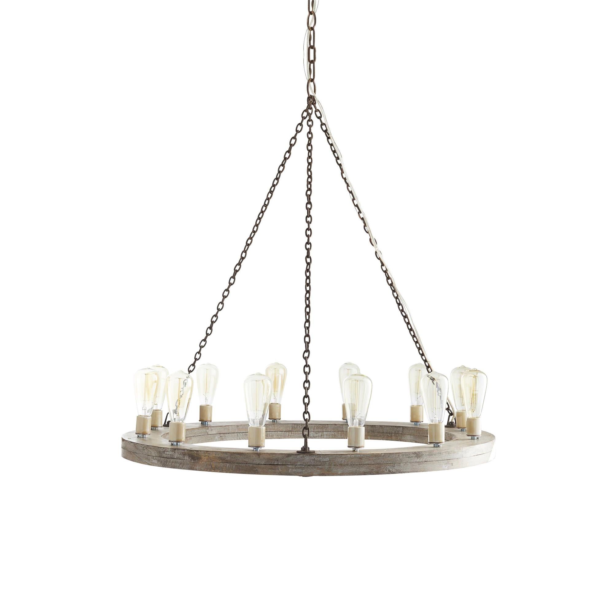 Freyza | Armirila Vintage-Industrie-Holzkronleuchter – Industrieller Esszimmer-Wohnzimmer-Leuchter