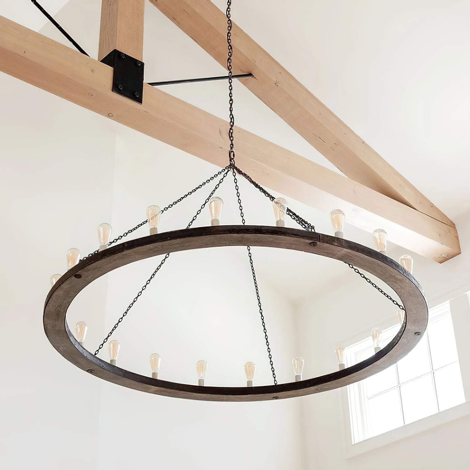 Freyza | Armirila Vintage-Industrie-Holzkronleuchter – Industrieller Esszimmer-Wohnzimmer-Leuchter