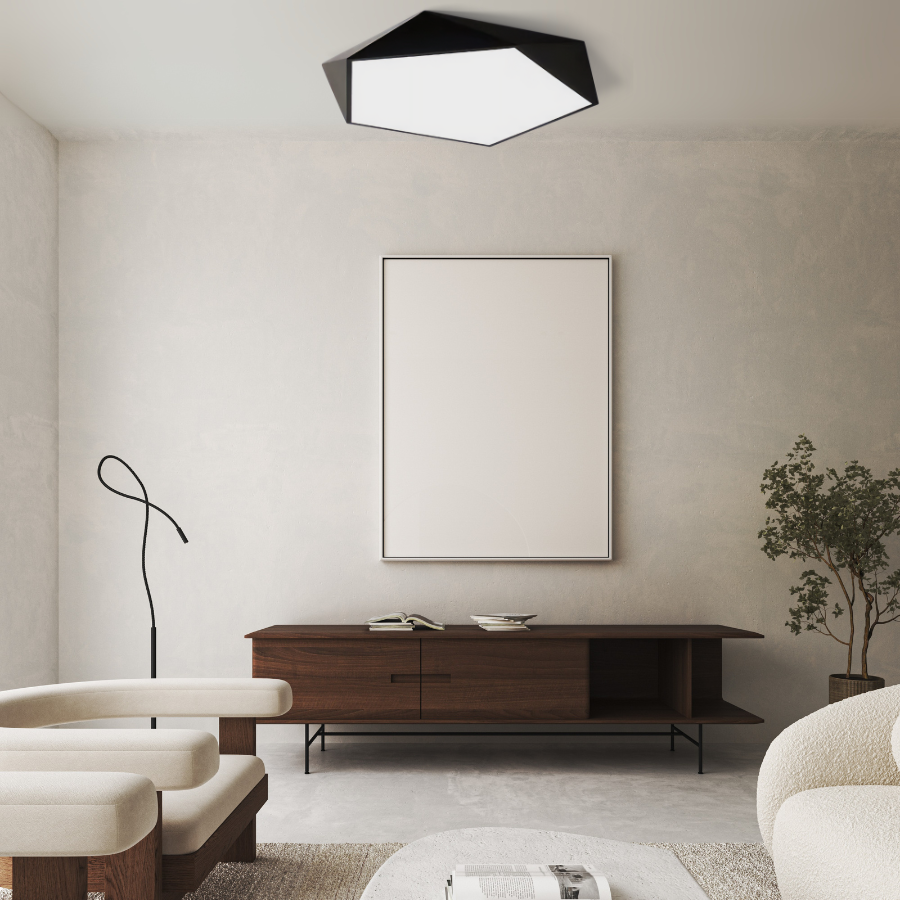 Freyza - Geometra | Modern Stylish Flush Mount Ceiling Light Fixture with Dimmable LED