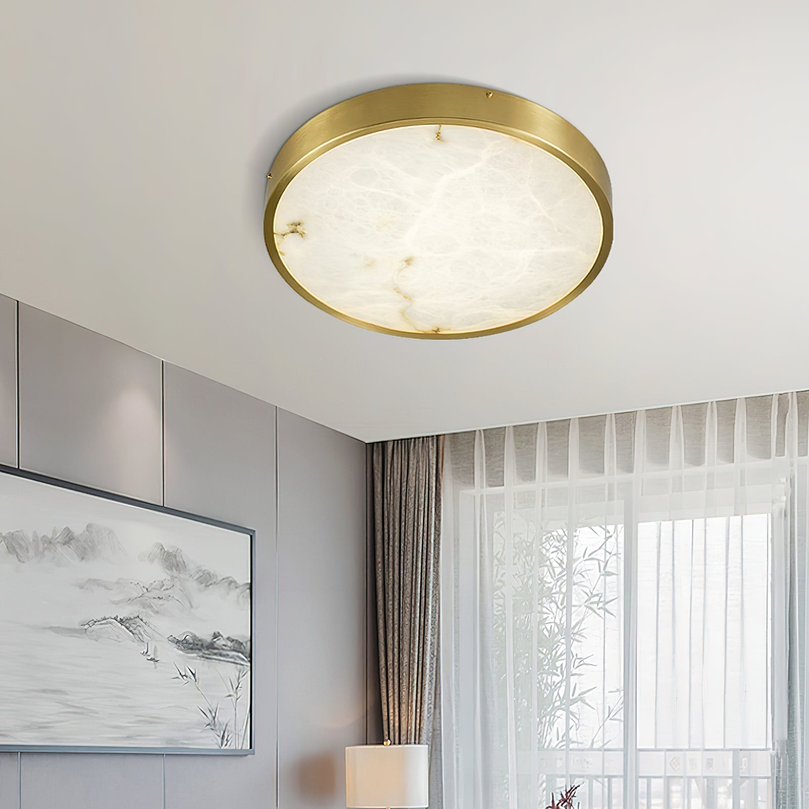 Freyza | Eingelassene Alabaster-Deckenleuchte Uzoror – Schlafzimmer, Wohnzimmer