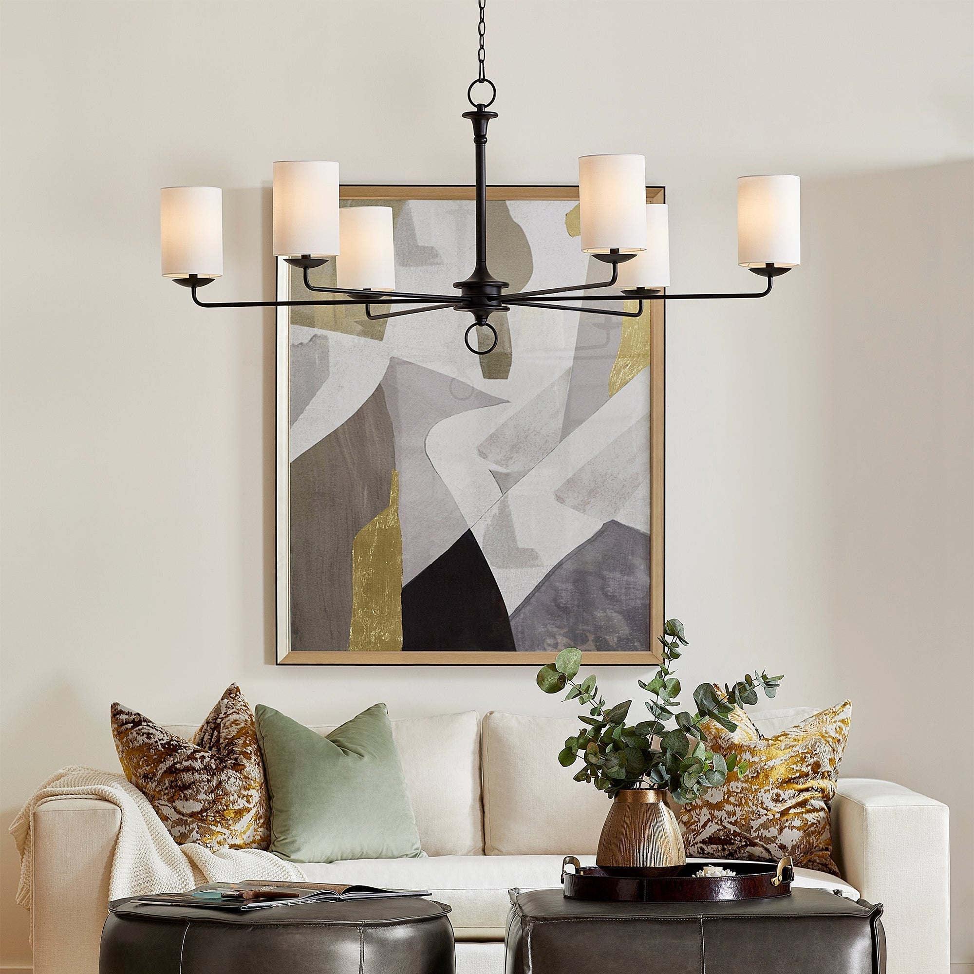 Freyza | Olthean Vintage Industrial Brass Fabric Chandelier – Industrial Dining Room Living Room