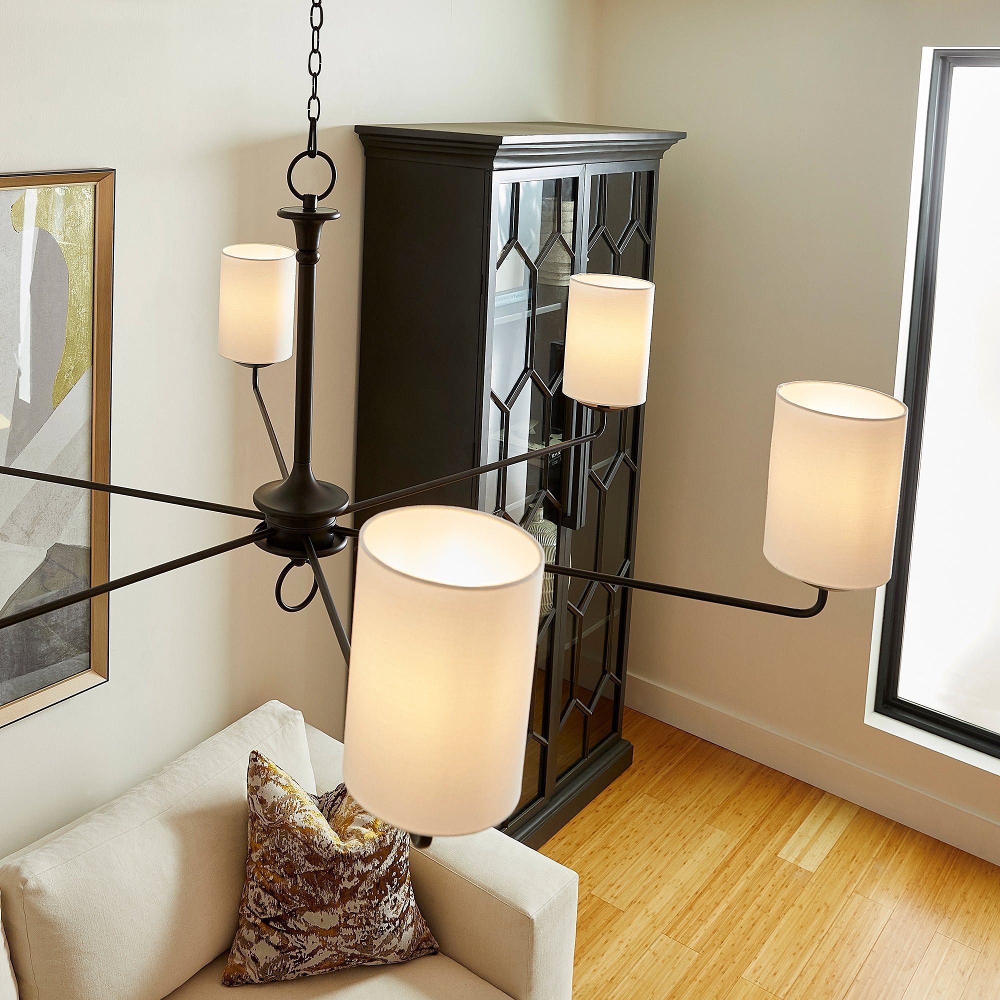 Freyza | Olthean Vintage Industrial Brass Fabric Chandelier – Industrial Dining Room Living Room