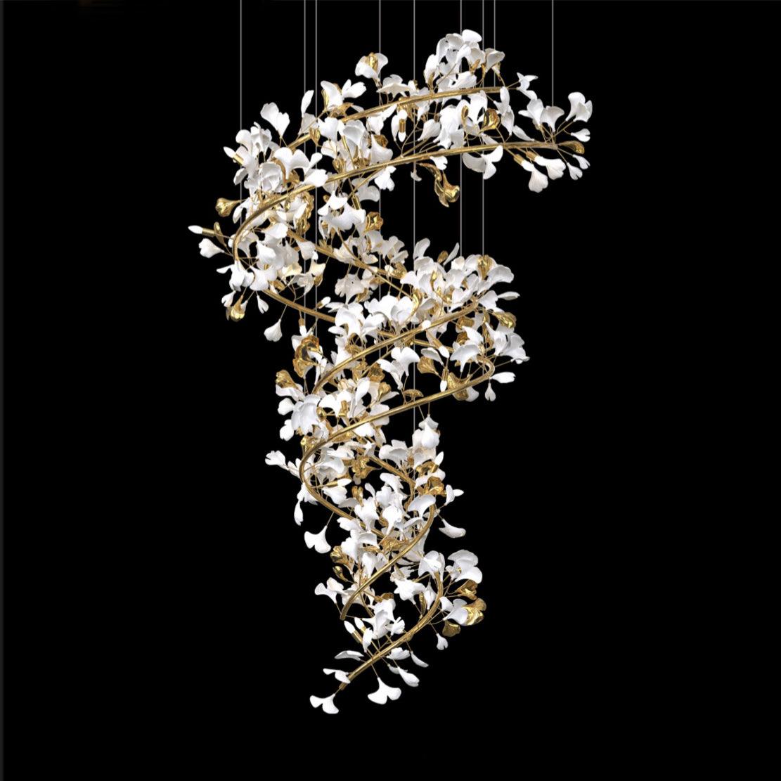 Freyza | Lustre moderne en céramique dorée Olivia – Salle à manger et salon modernes
