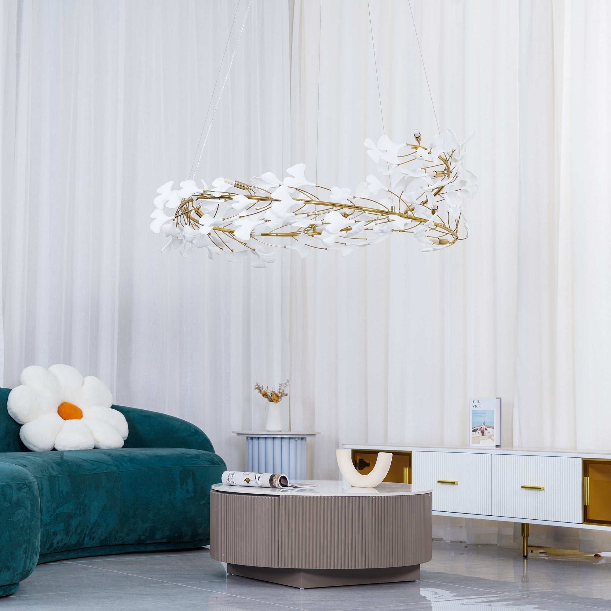 Freyza | Lustre en céramique doré moderne Olivia – Salle à manger et salon modernes