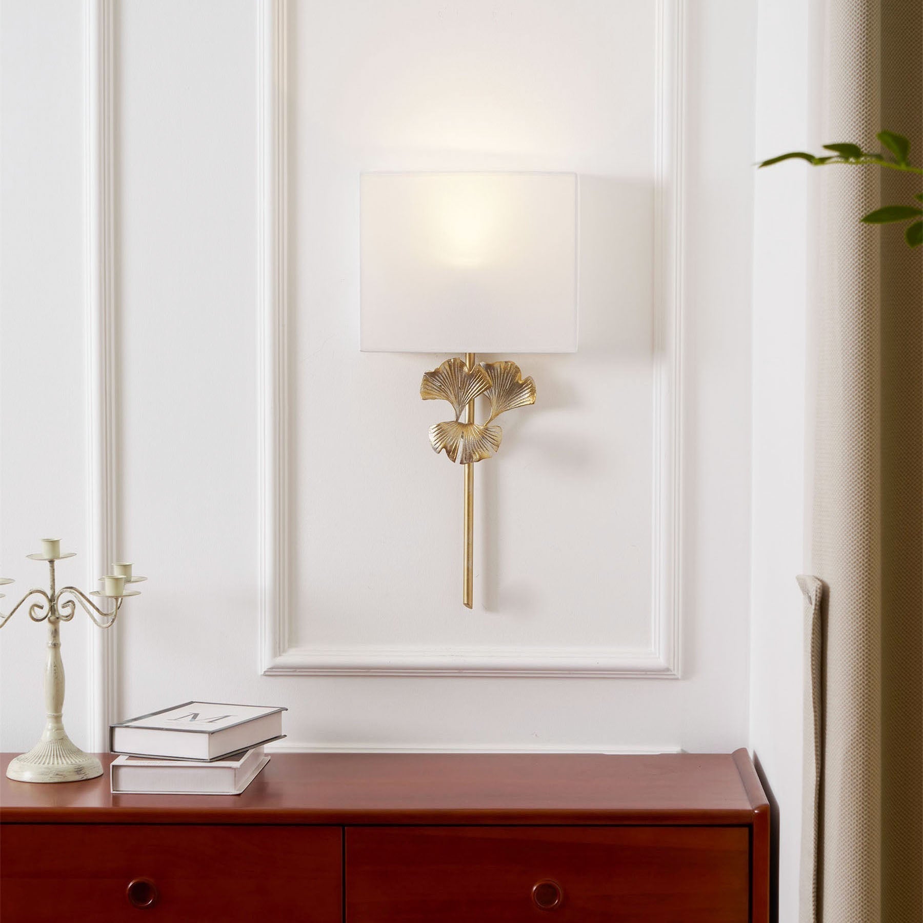 Freyza | Velaeyra Brass Fabric Brass Fabric Wall Light – Bedroom Hallway