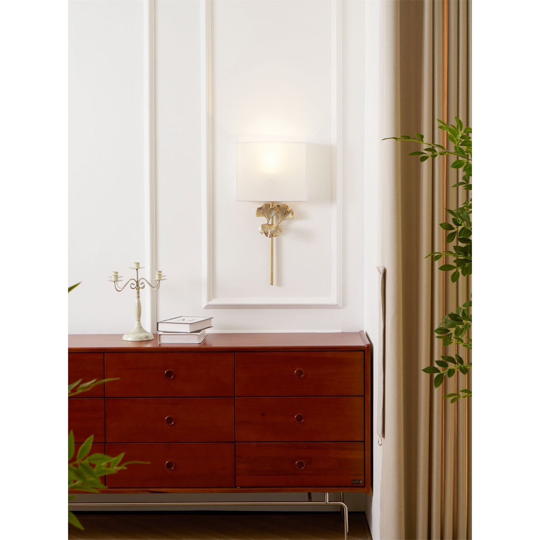 Freyza | Velaeyra Brass Fabric Brass Fabric Wall Light – Bedroom Hallway