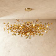 Freyza - GinkgoGlow | Elegant Modern Copper Glass Chandelier Light Fixture