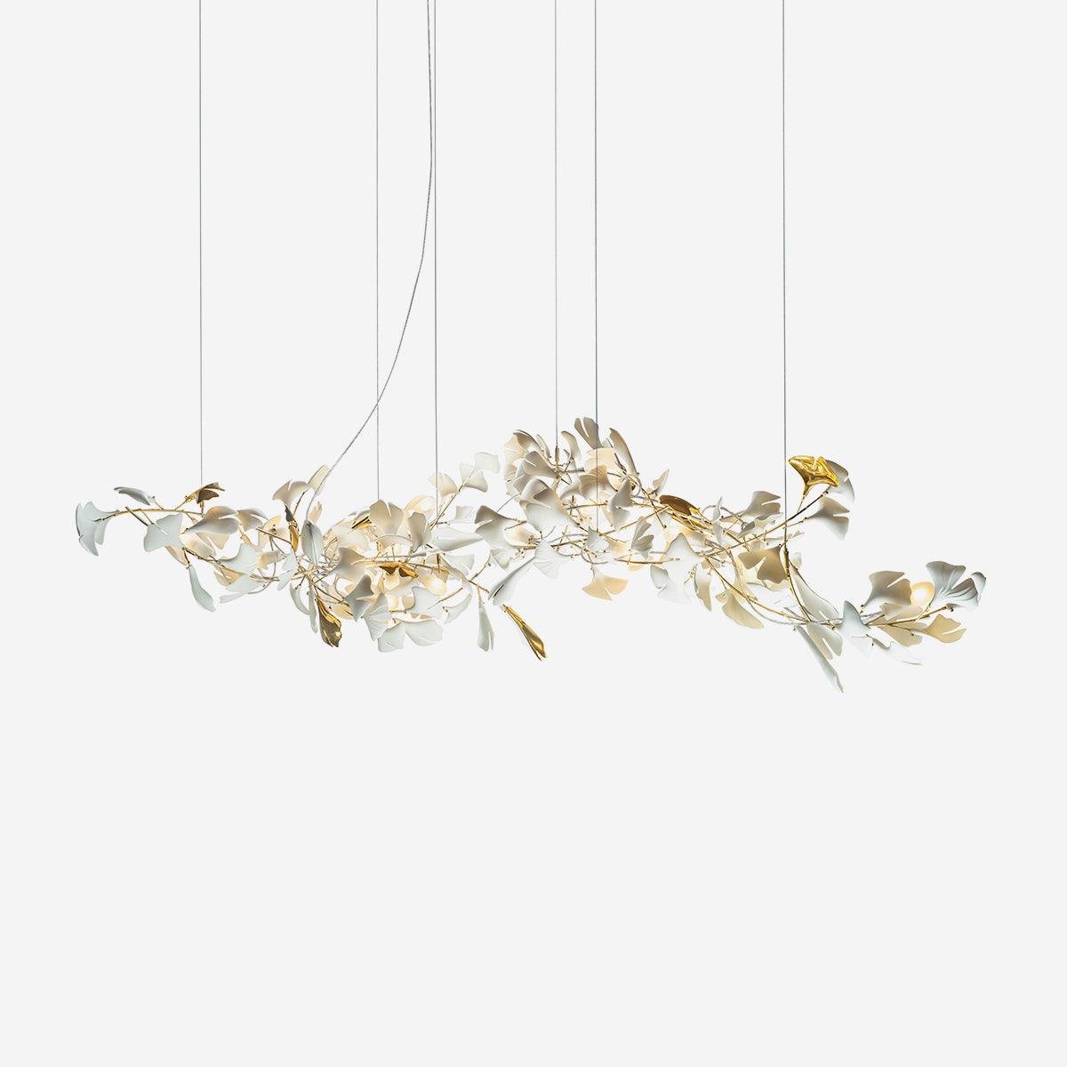 Freyza | Lustre à structure métallique dorée et blanche – Lustre moderne pour salle à manger et salon