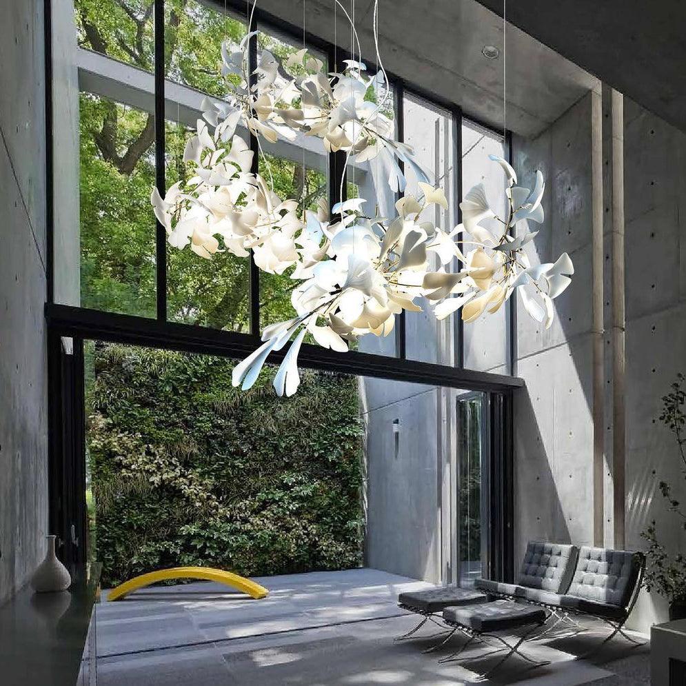 Freyza | Lustre à structure métallique dorée et blanche – Lustre moderne pour salle à manger et salon