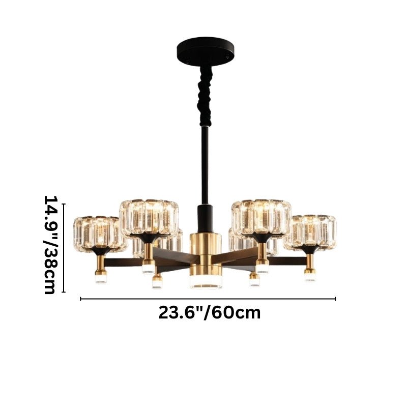 Freyza - GlanzChic | Elegant Modern Crystal Black Iron Chandelier