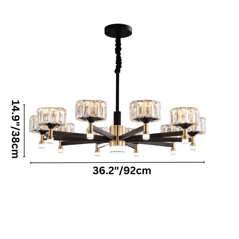Freyza - GlanzChic | Elegant Modern Crystal Black Iron Chandelier