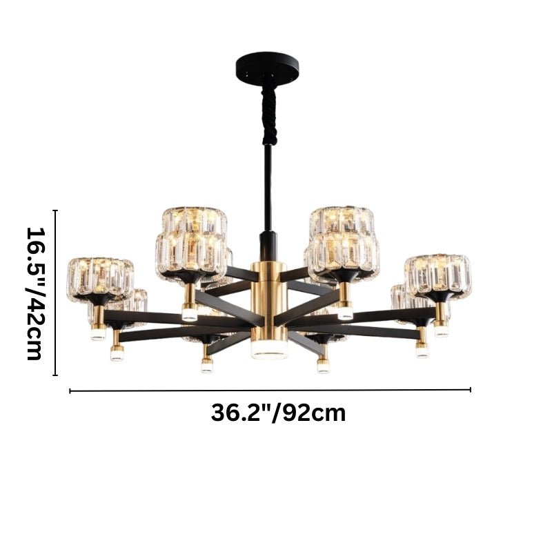 Freyza - GlanzChic | Elegant Modern Crystal Black Iron Chandelier