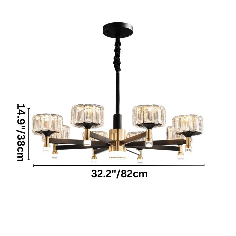 Freyza - GlanzChic | Elegant Modern Crystal Black Iron Chandelier