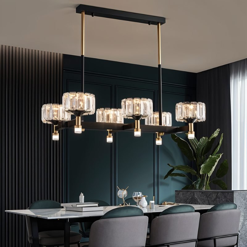 Freyza - GlanzChic | Elegant Modern Crystal Black Iron Chandelier