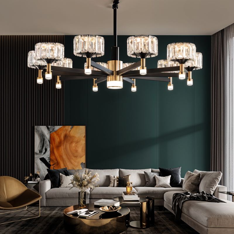 Freyza - GlanzChic | Elegant Modern Crystal Black Iron Chandelier