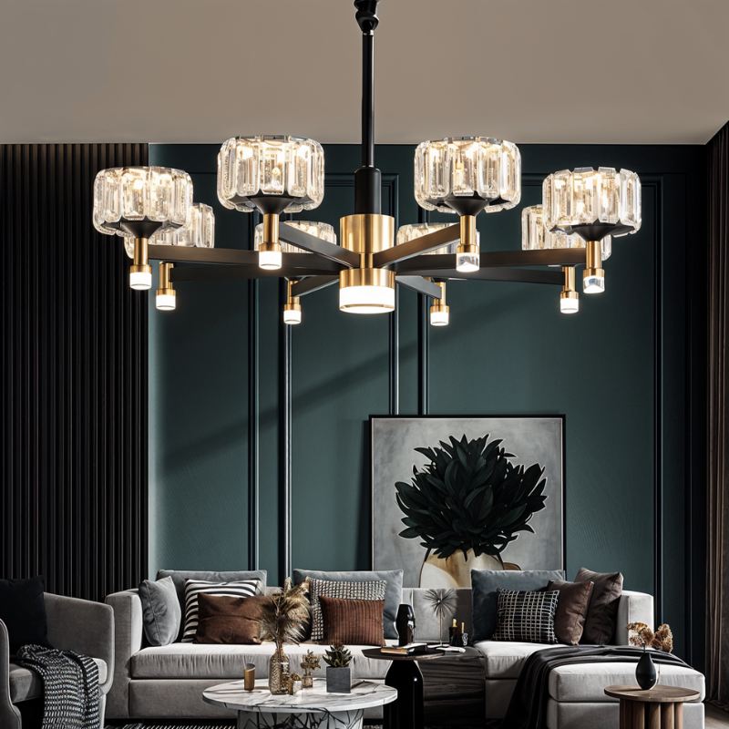 Freyza - GlanzChic | Elegant Modern Crystal Black Iron Chandelier