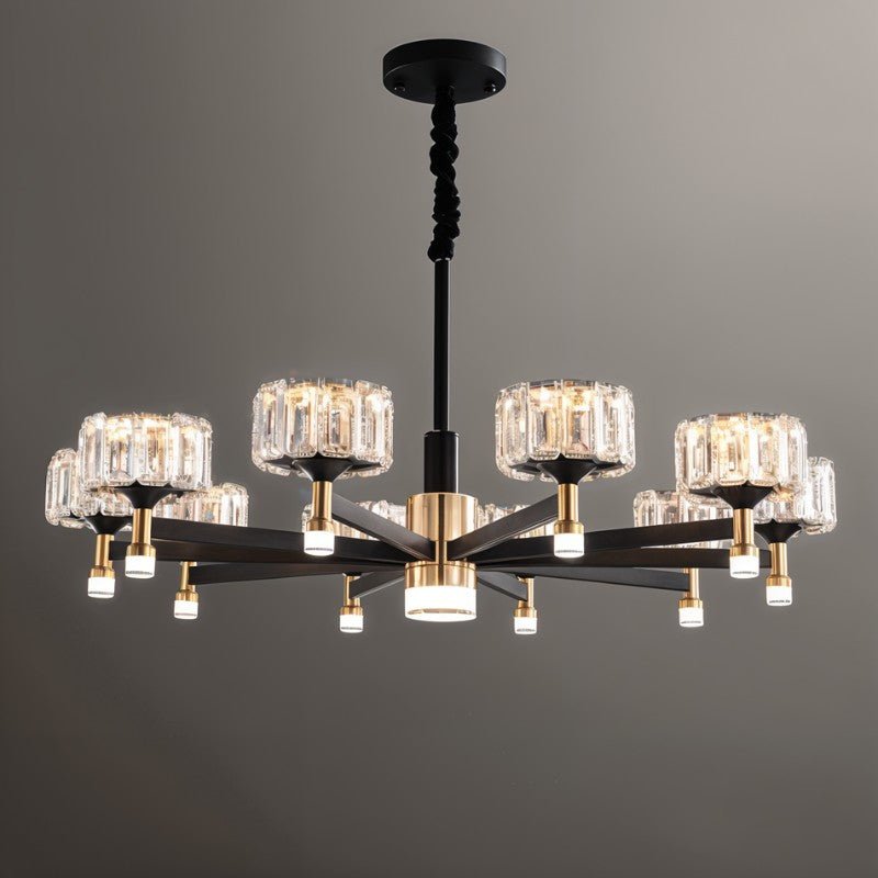 Freyza - GlanzChic | Elegant Modern Crystal Black Iron Chandelier