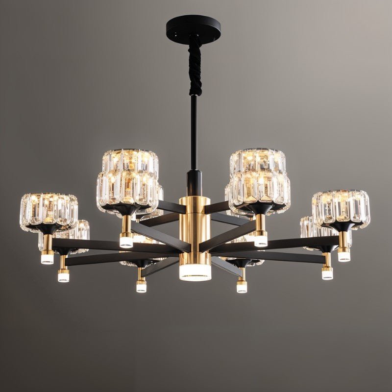 Freyza - GlanzChic | Elegant Modern Crystal Black Iron Chandelier