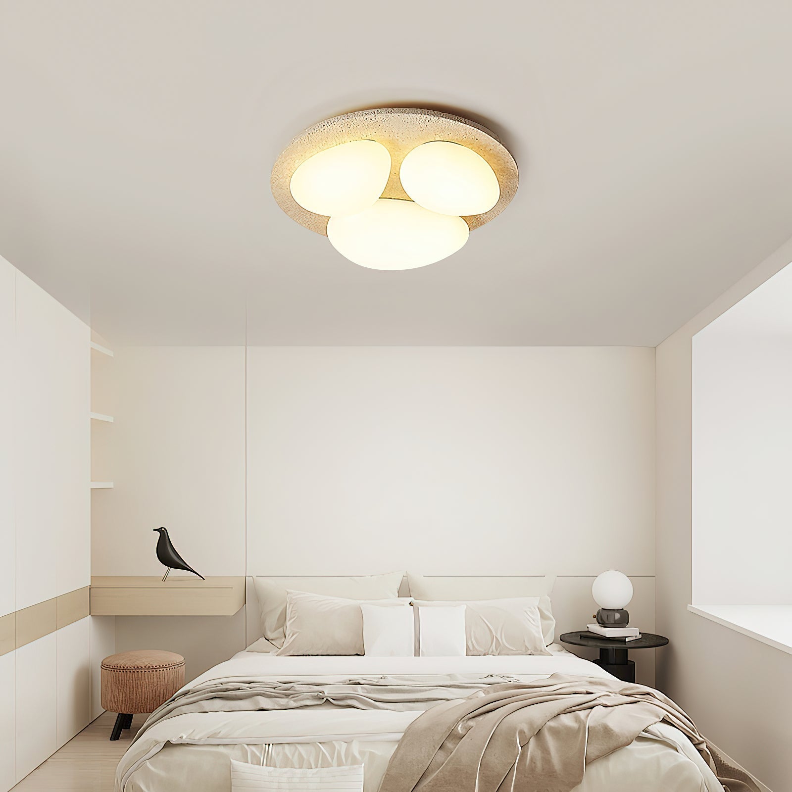 Freyza | Plafonnier en plastique effet travertin Lylaeen – Chambre à coucher, salon
