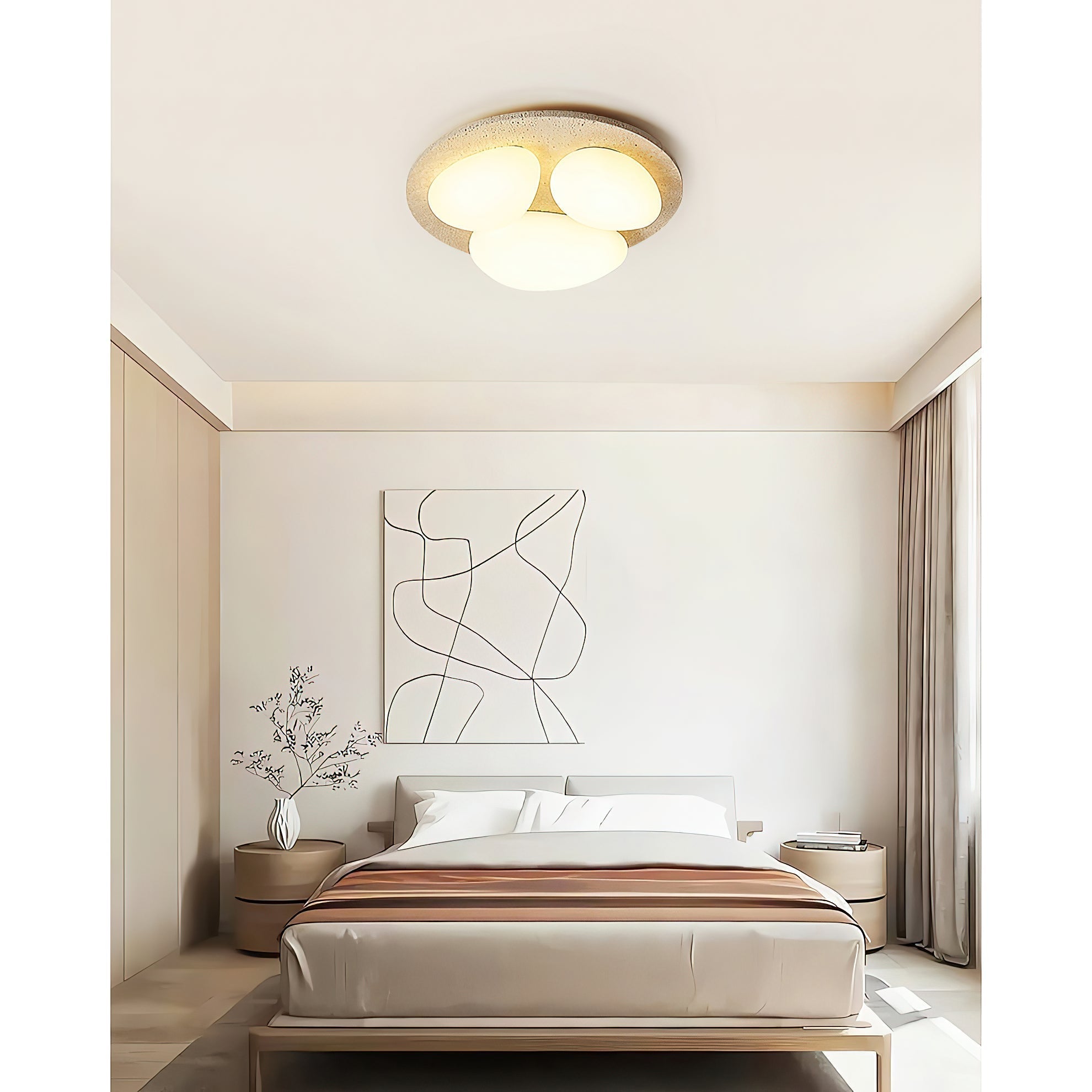 Freyza | Plafonnier en plastique effet travertin Lylaeen – Chambre à coucher, salon