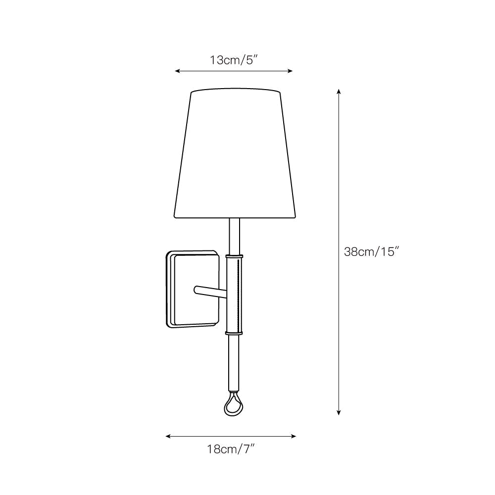Freyza | Osilan Vintage Staggered Brass Fabric Wall Light – Vintage Bedroom Hallway