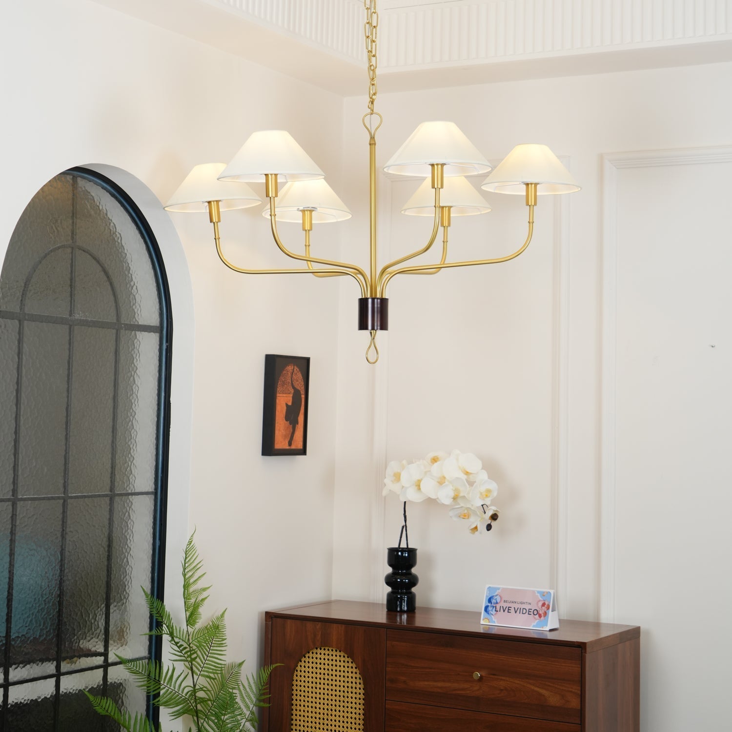 Freyza | Ulshaaris Vintage Industrial Brass Fabric Chandelier – Industrial Dining Room Living Room