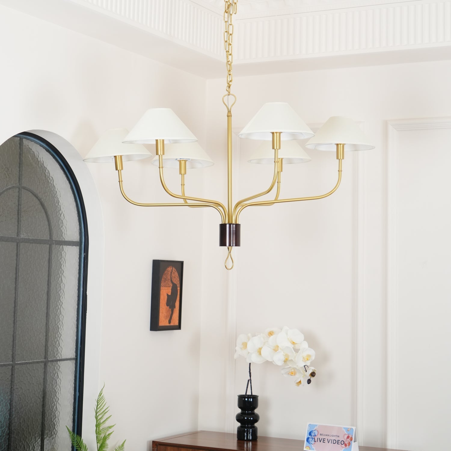 Freyza | Ulshaaris Vintage Industrial Brass Fabric Chandelier – Industrial Dining Room Living Room