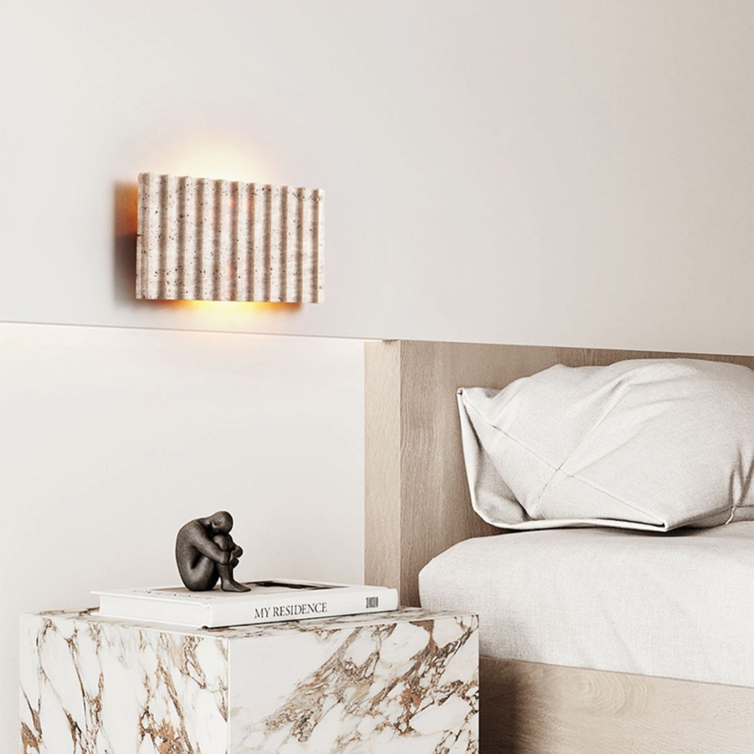 Freyza | Othaus Beige Travertine Wall Light – Bedroom Hallway