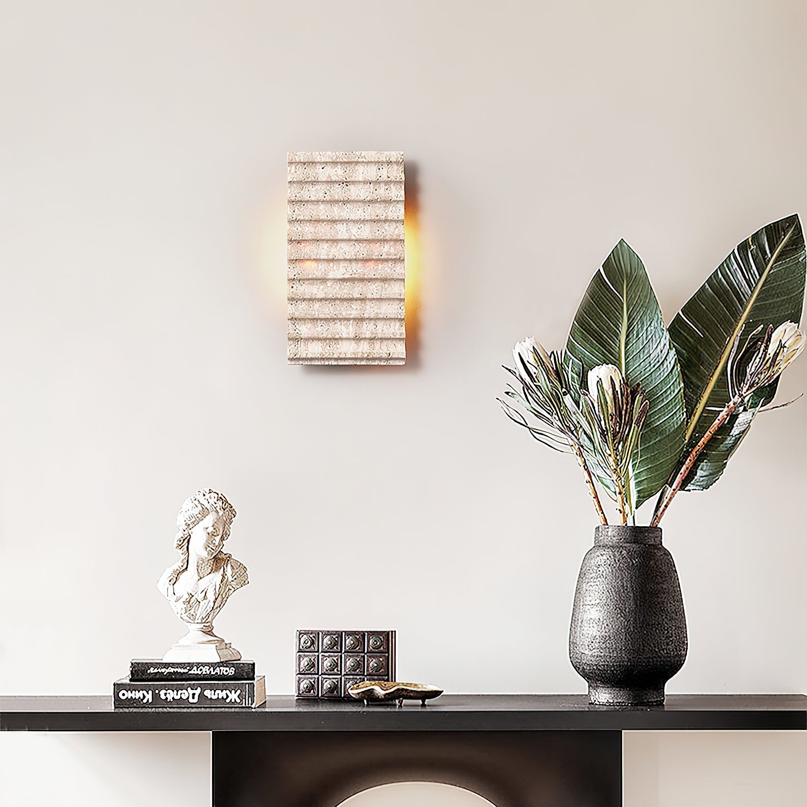 Freyza | Othaus Beige Travertine Wall Light – Bedroom Hallway