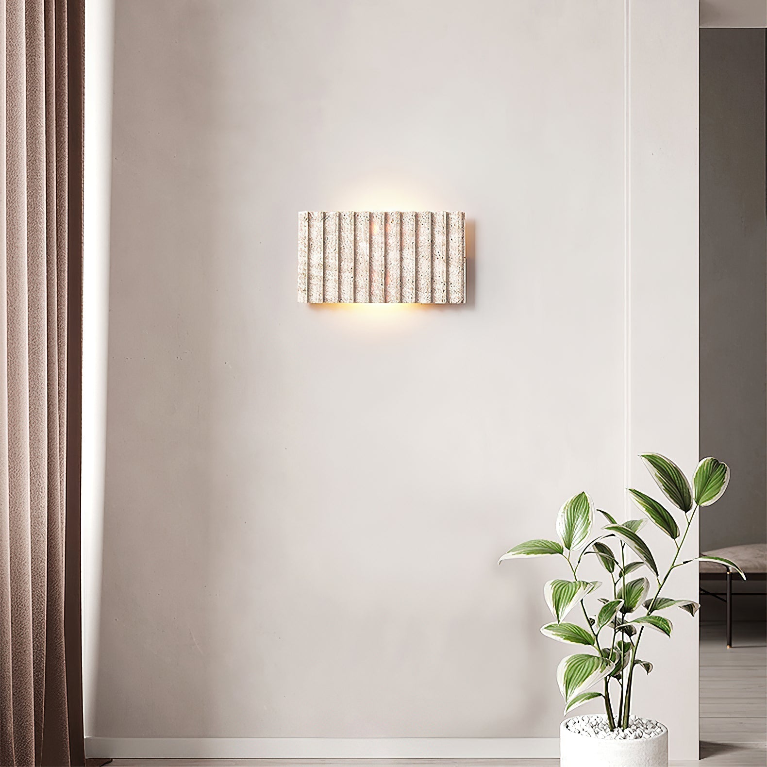 Freyza | Othaus Beige Travertine Wall Light – Bedroom Hallway
