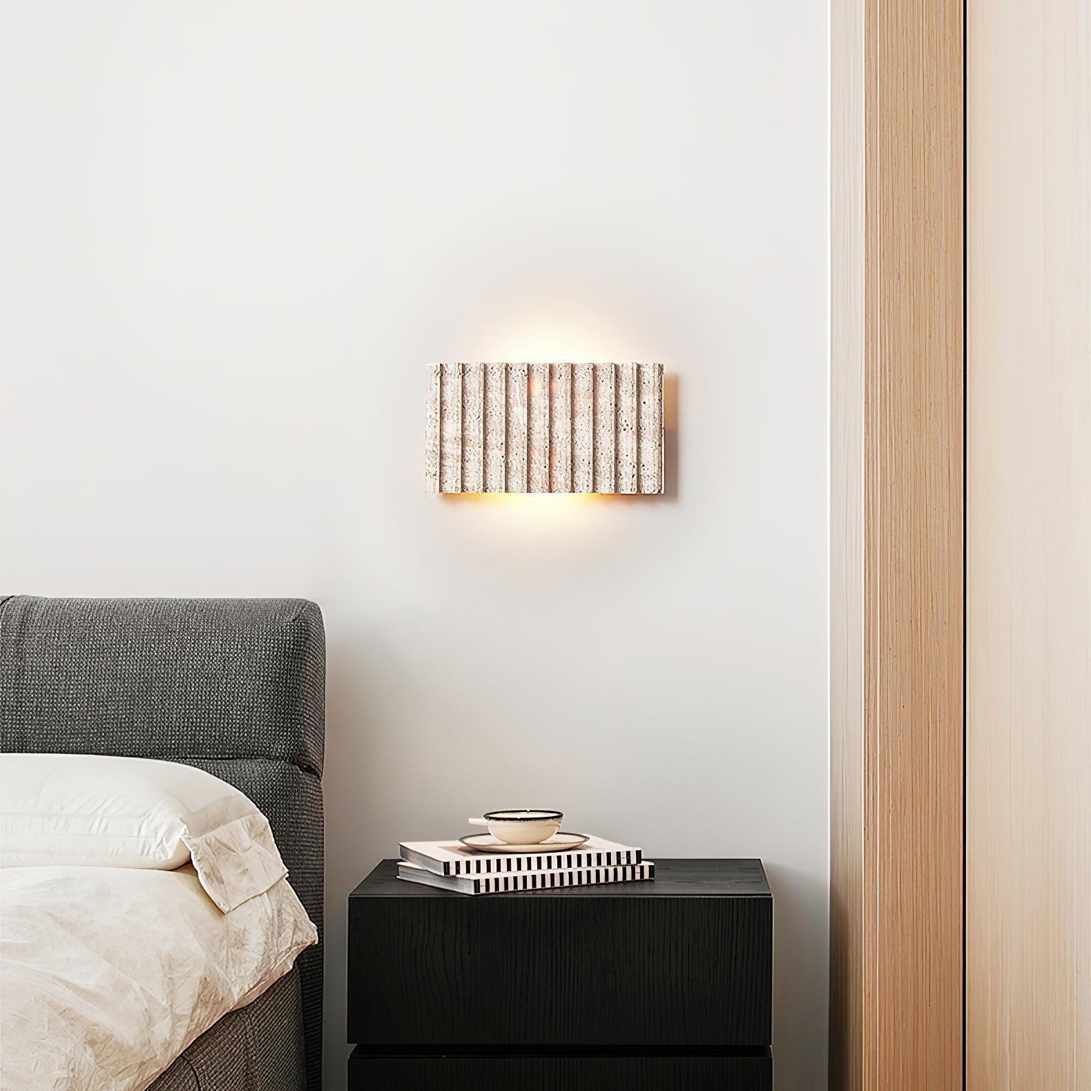 Freyza | Othaus Beige Travertine Wall Light – Bedroom Hallway