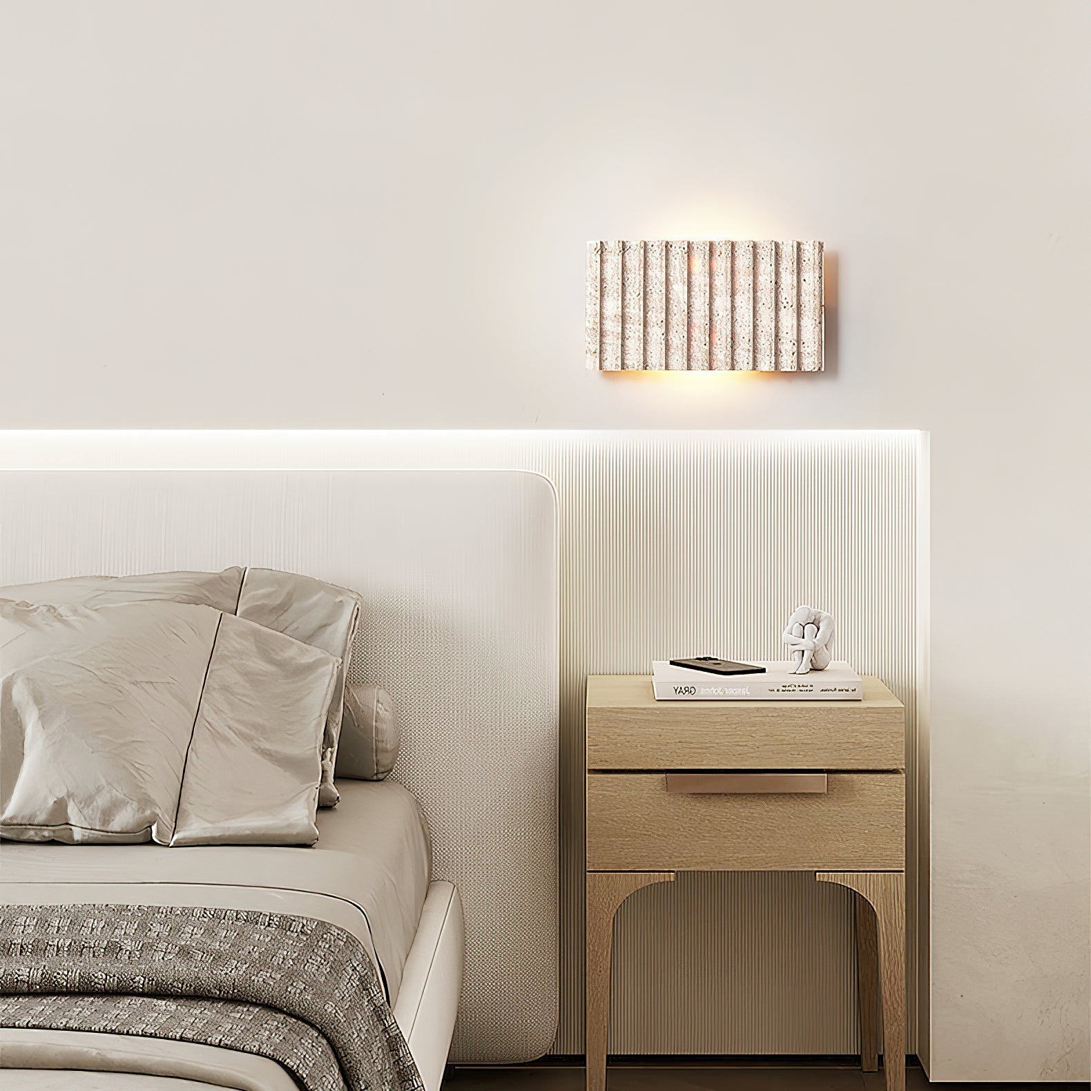 Freyza | Othaus Beige Travertine Wall Light – Bedroom Hallway
