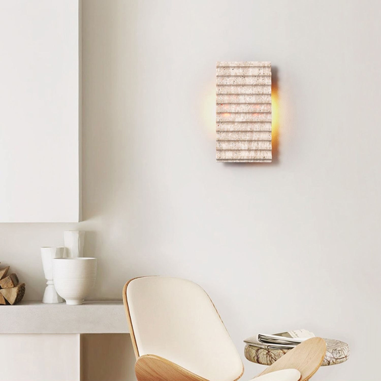 Freyza | Othaus Beige Travertine Wall Light – Bedroom Hallway