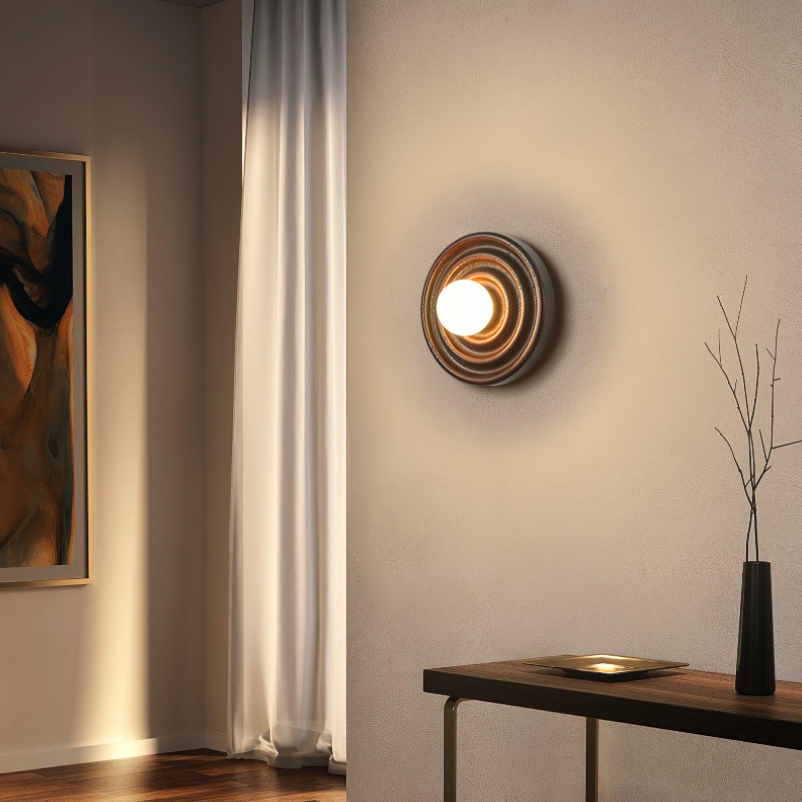 Freyza | Wall Ripple Ash Glass Wood Wall Light – Bedroom Hallway