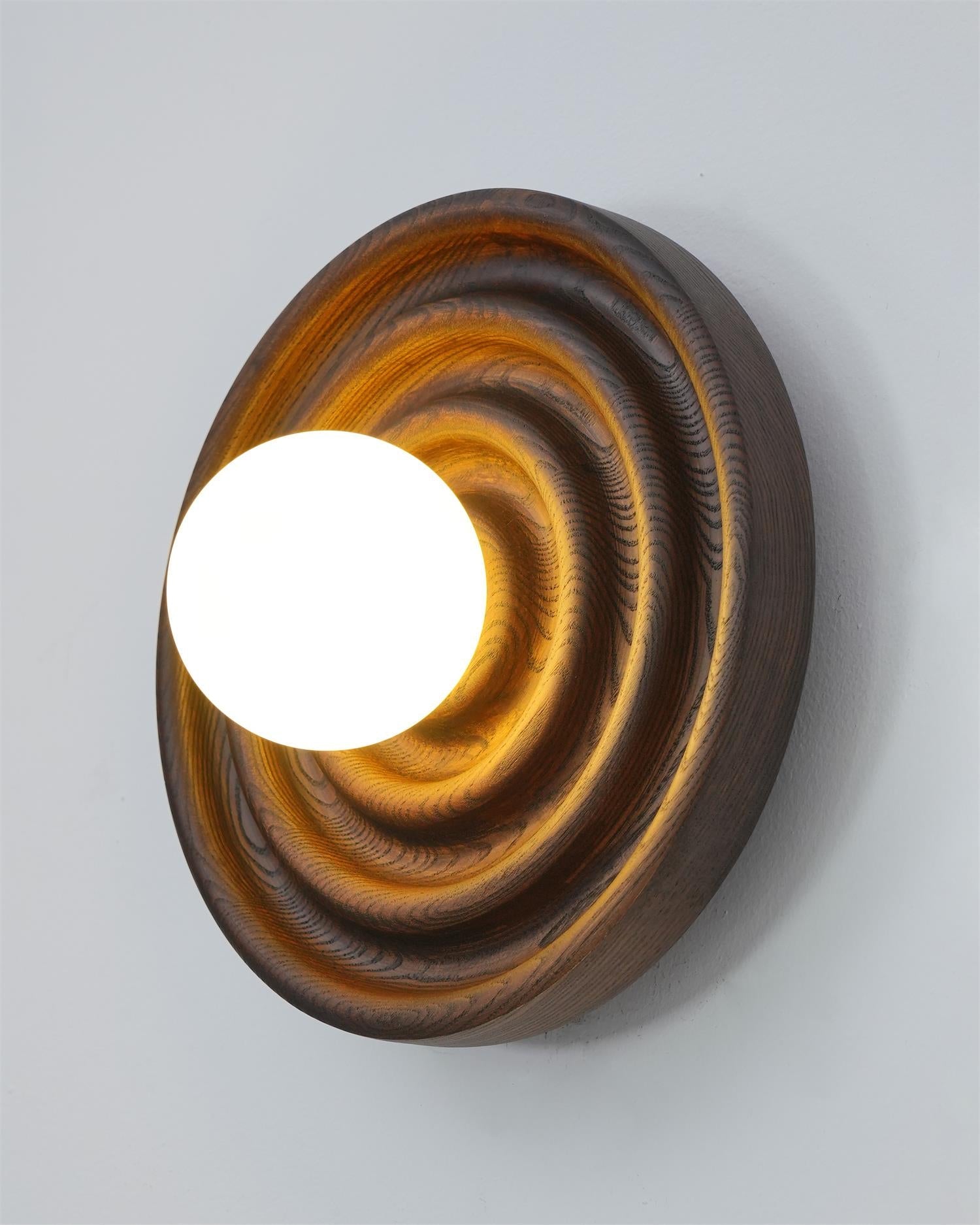 Freyza | Wall Ripple Ash Glass Wood Wall Light – Bedroom Hallway
