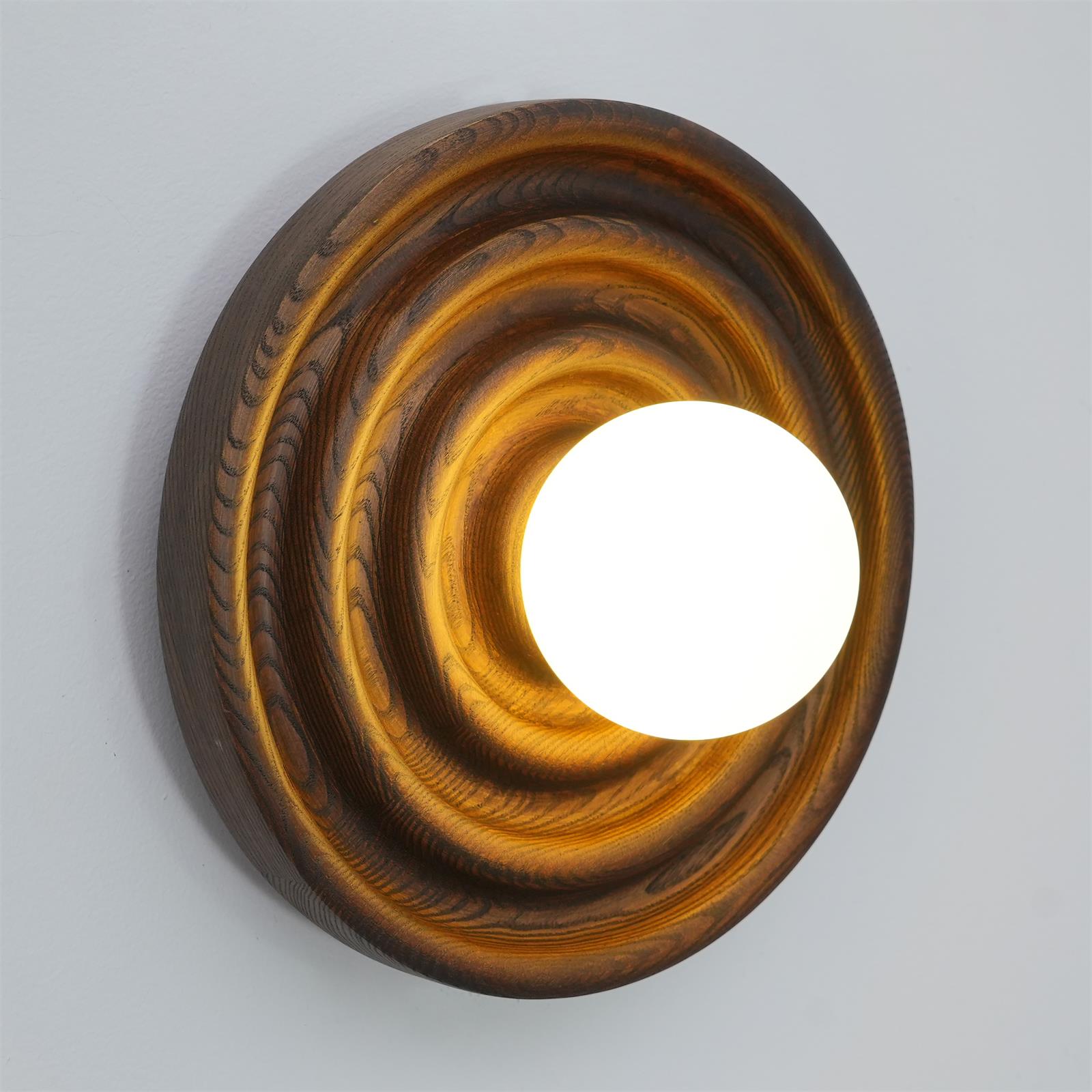 Freyza | Wall Ripple Ash Glass Wood Wall Light – Bedroom Hallway