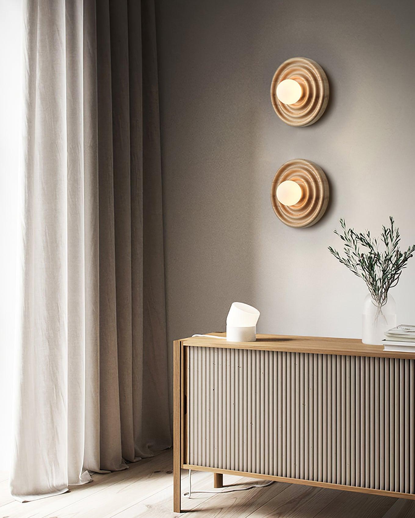 Freyza | Wall Ripple Ash Glass Wood Wall Light – Bedroom Hallway