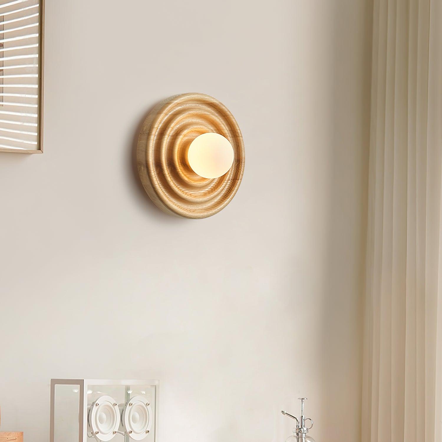 Freyza | Wall Ripple Ash Glass Wood Wall Light – Bedroom Hallway
