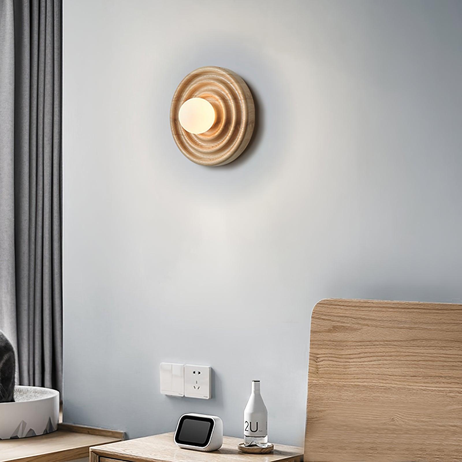 Freyza | Wall Ripple Ash Glass Wood Wall Light – Bedroom Hallway