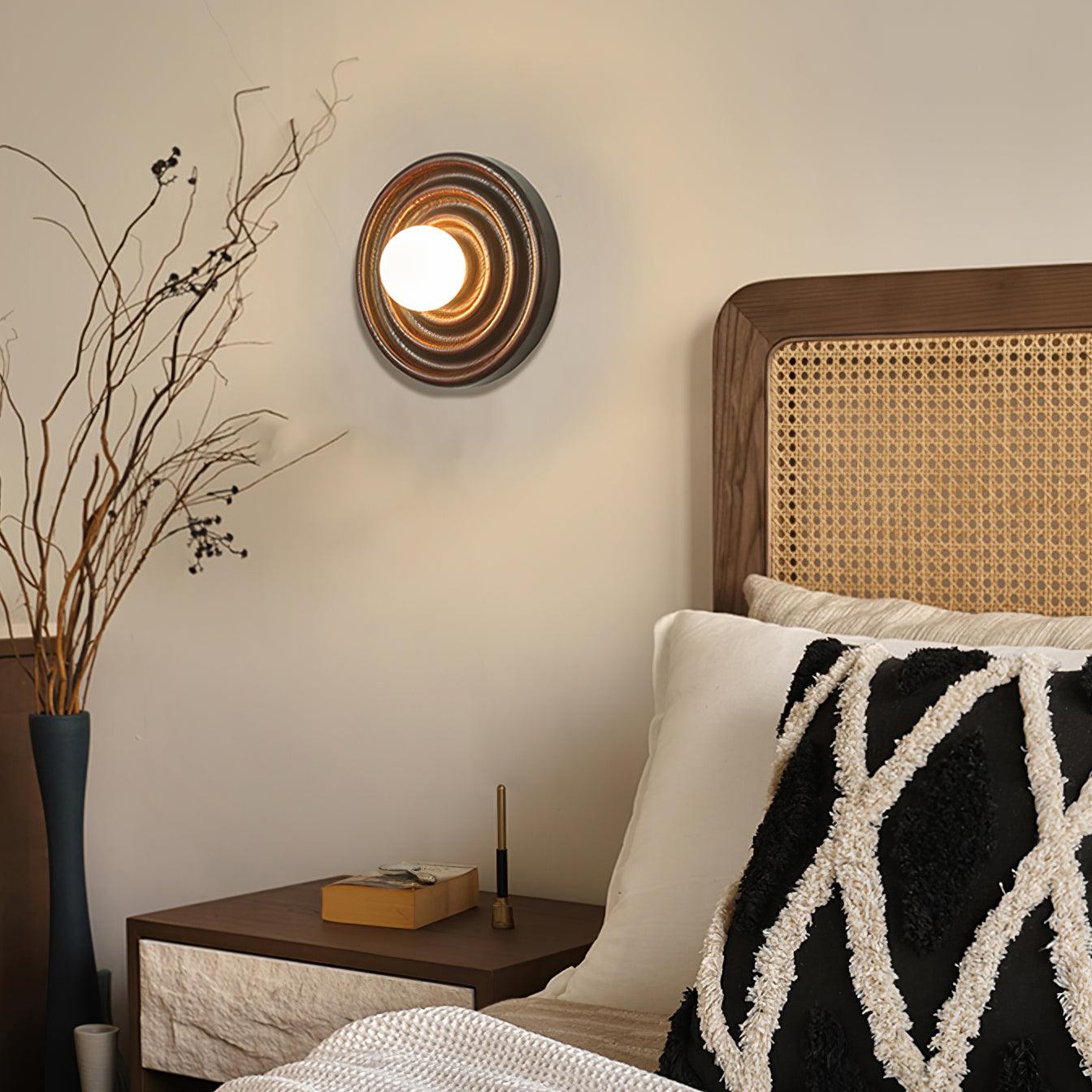 Freyza | Wall Ripple Ash Glass Wood Wall Light – Bedroom Hallway