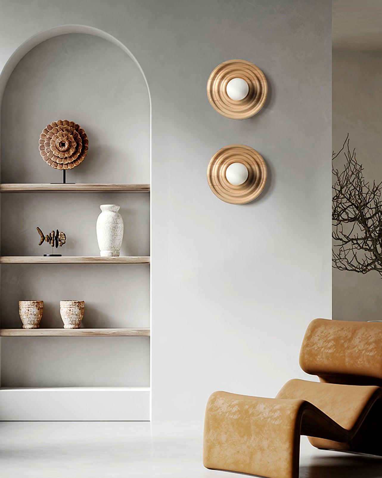 Freyza | Wall Ripple Ash Glass Wood Wall Light – Bedroom Hallway