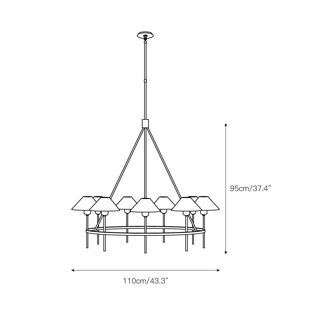 Freyza | Hackney Vintage Industrial Brass Fabric Chandelier – Industrial Dining Room Living Room