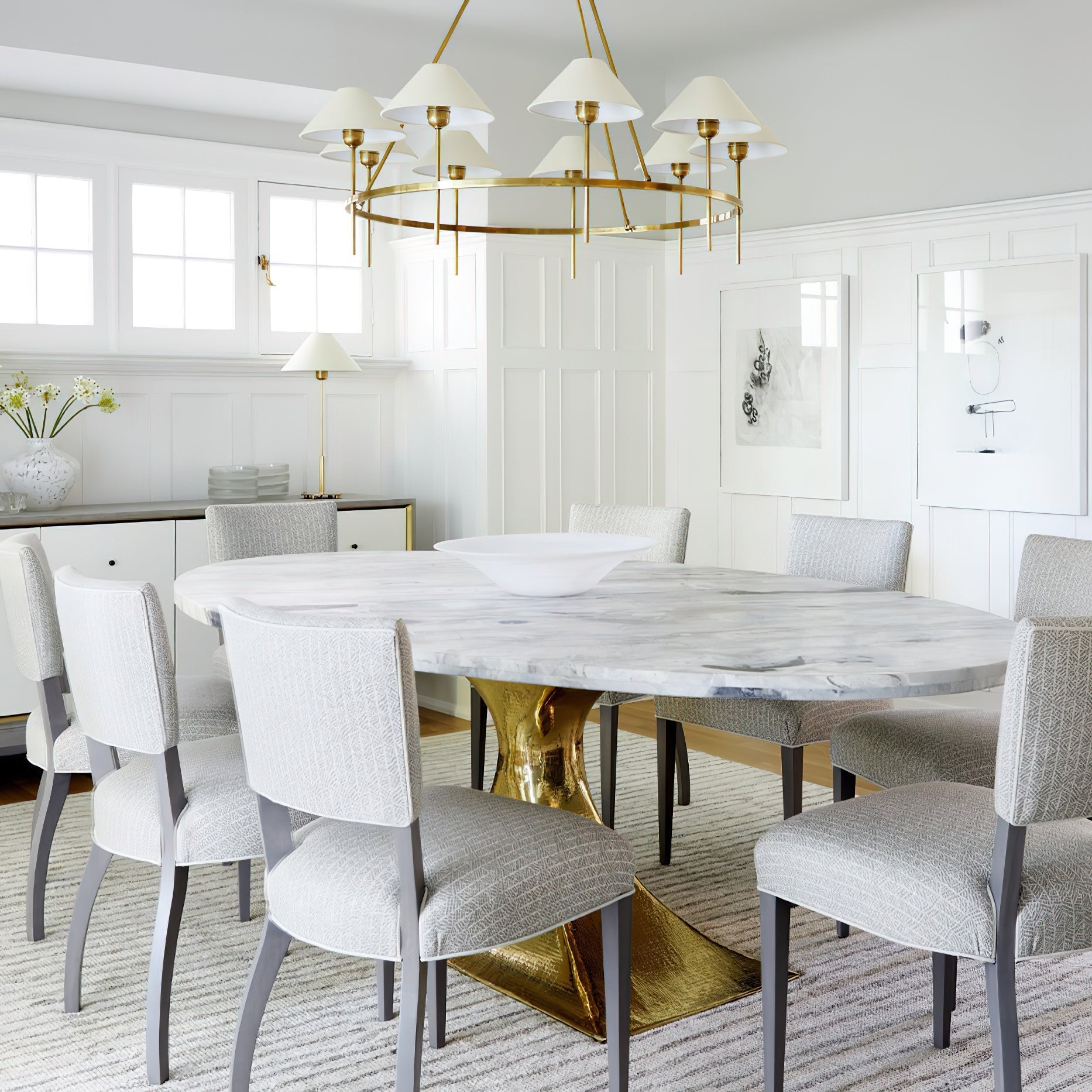 Freyza | Hackney Vintage Industrial Brass Fabric Chandelier – Industrial Dining Room Living Room