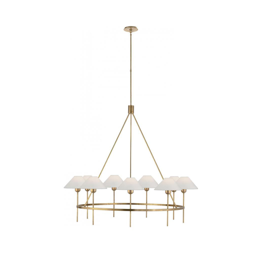 Freyza | Hackney Vintage Industrial Brass Fabric Chandelier – Industrial Dining Room Living Room