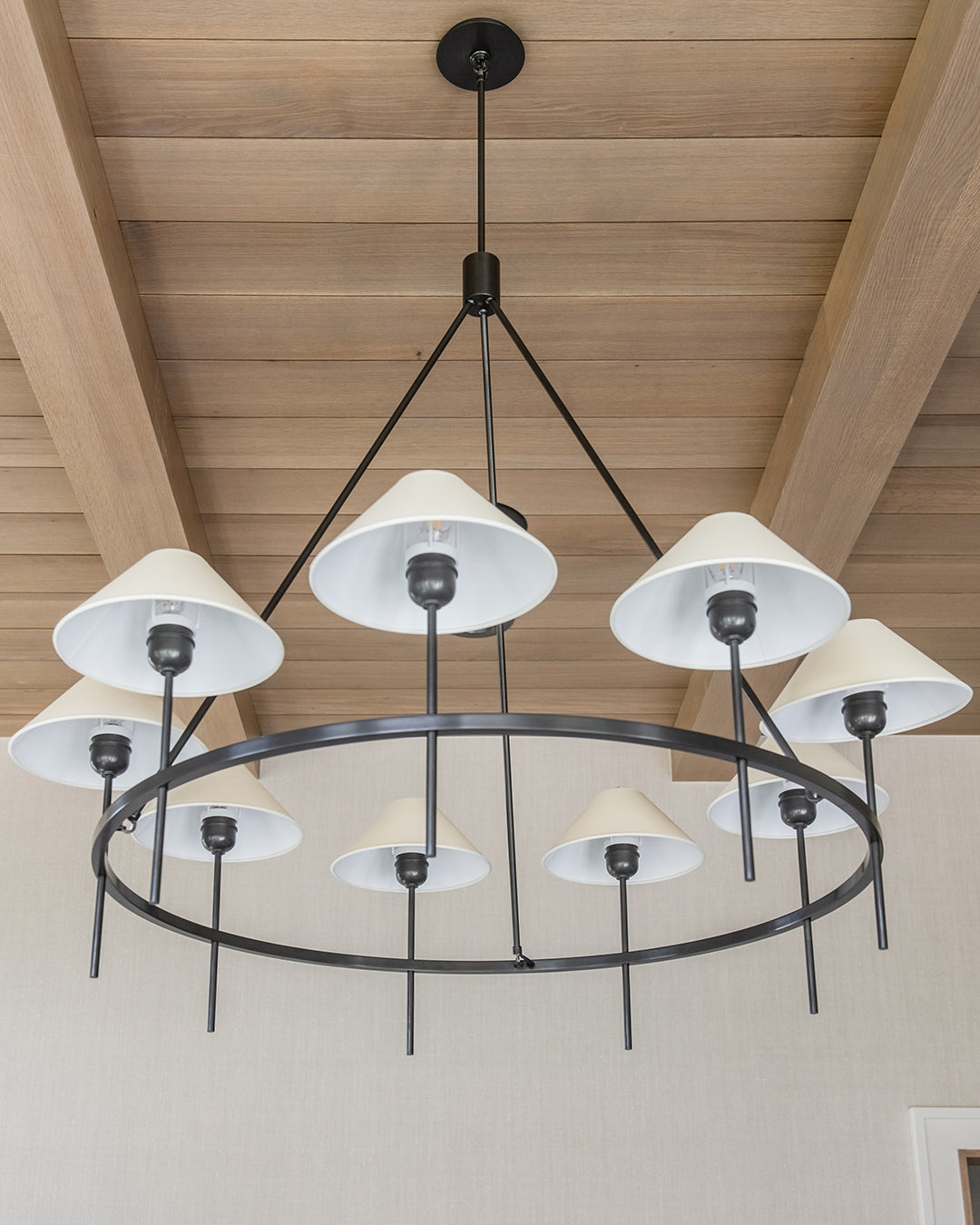 Freyza | Hackney Vintage Industrial Brass Fabric Chandelier – Industrial Dining Room Living Room