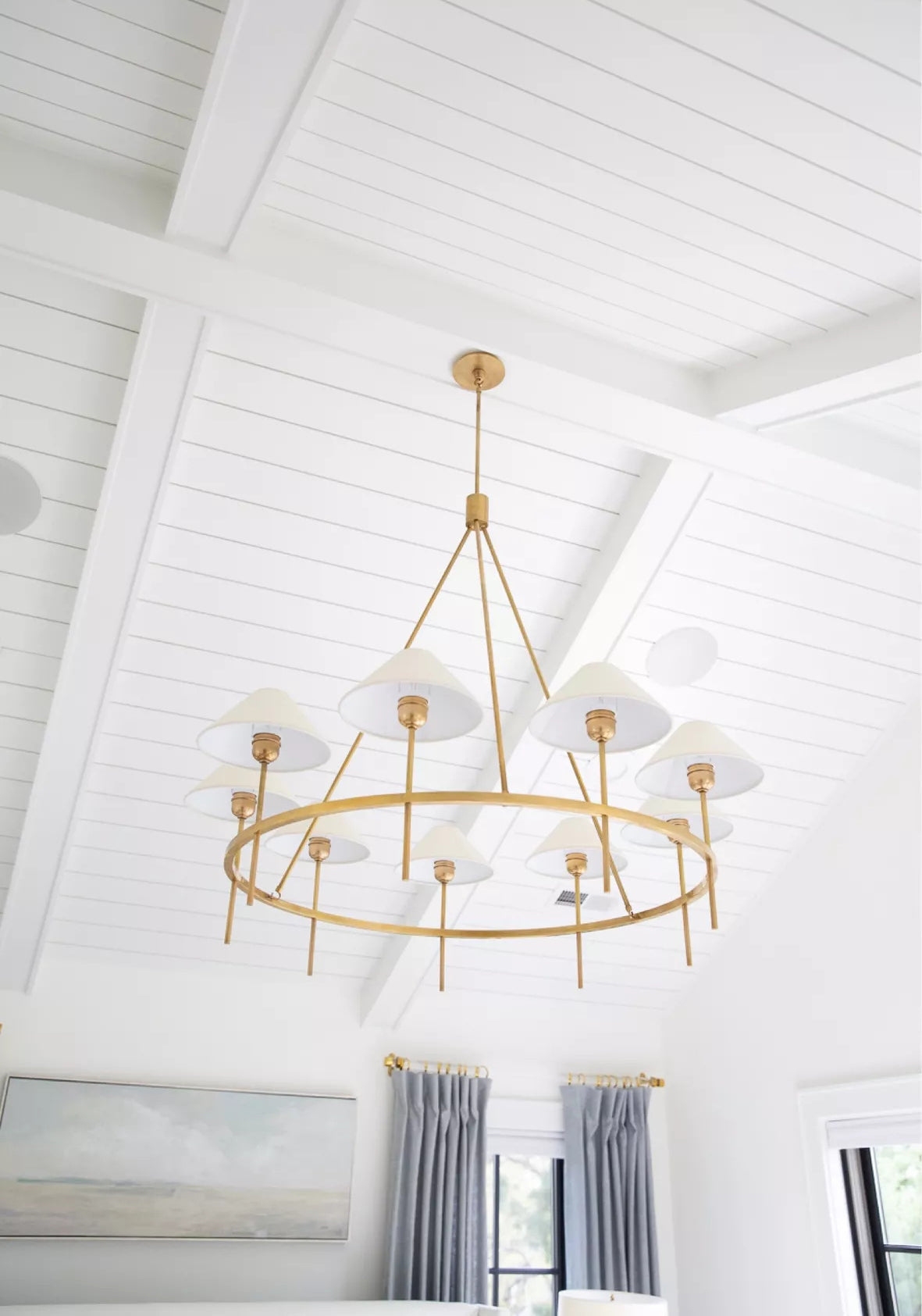 Freyza | Hackney Vintage Industrial Brass Fabric Chandelier – Industrial Dining Room Living Room