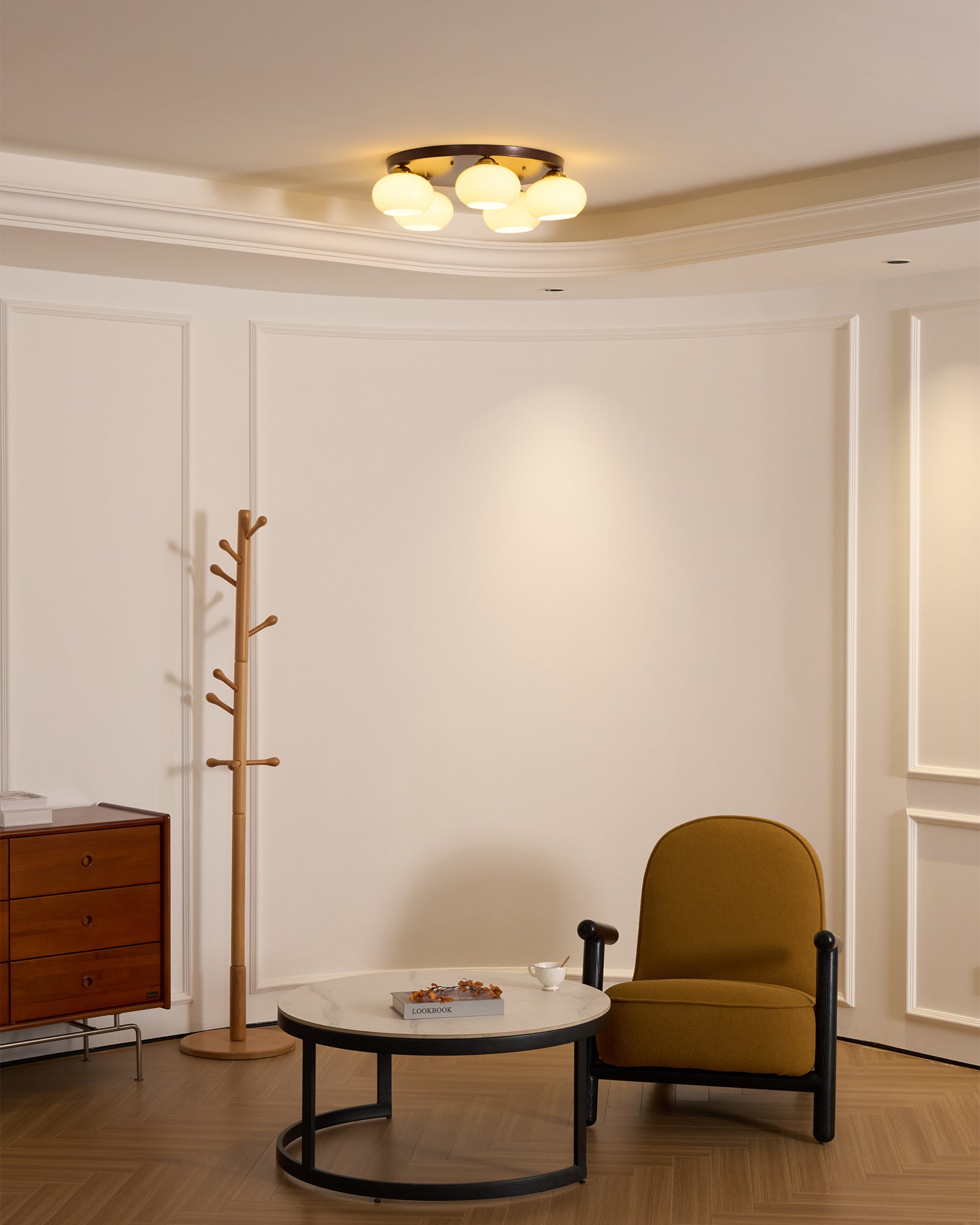 Freyza | Aurevo Plafonnier vitré ambré à 5 lumières – Chambre, couloir, cuisine